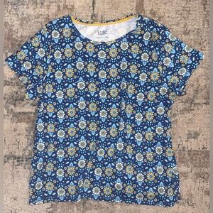 Croft & Barrow Blue Floral Patterned Classic T-Shirt